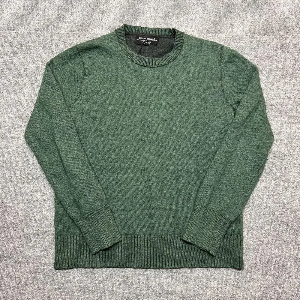 Banana Republic Filpucci Wool Sweater Mens Large Green Crewneck Pullover Knit